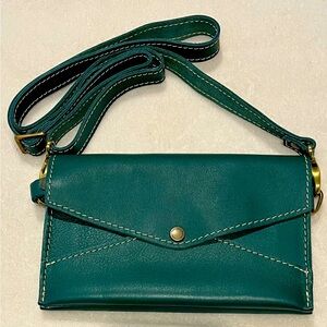 Portland Goods Leather Peacock Envelope Crossbody-NWT